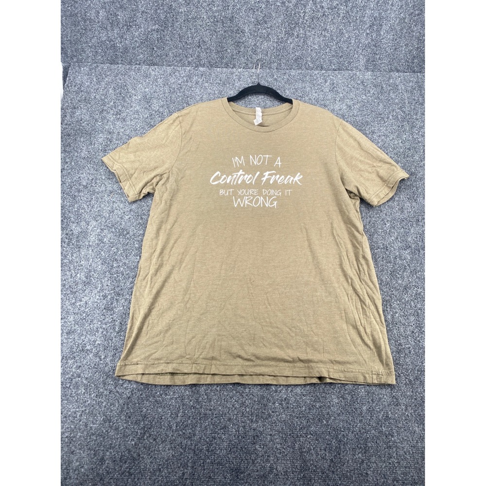 Bella Canvas Control Freak Graphic T-Shirt Mens XL Tan Heather Cotton Blend Tee